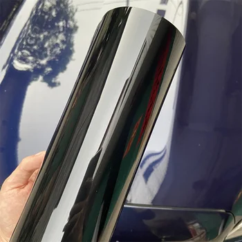 PET Černý Lesk Chrome Odstranit Vinyl Zábal Fólie Auto Samolepky Air Bubble Free pro Vozidla Chromované lišty Střešní Křídlo Pilíře