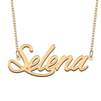 Selena Jméno Náhrdelník pro Ženy, Šperky z ušlechtilé Oceli Pozlacený Štítek Přívěsek Femme Matka Přítelkyně Dárek