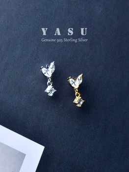 Yasu Sterling Silver 925 Mini Diamond Stud Náušnice Pro Ženy, Nádherné Lesklé Elegantní Náušnice Svatební Šperky, Doplňky, Dárky