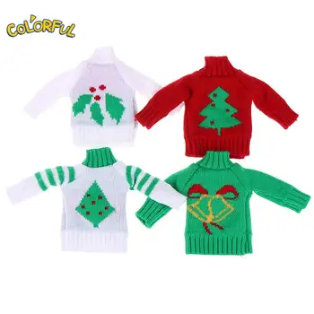 1ks Vánoční Styl Pletený Bavlněný Svetr Pro Elf Doll Oblečení, Doplňky, Hračky pro Děti Dárky