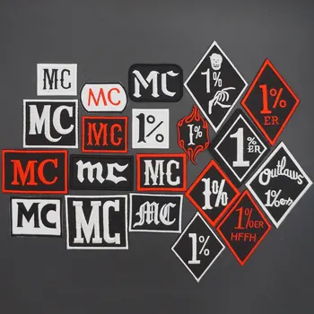 MC 1%Odznak Vyšívaný žehlička na Záplaty Motocykl Knight Kožená Vesta Dekorace, Doplňky, Nášivky