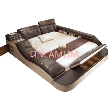 real originální kožená postel s masážní /dvoulůžkové postele rám král/královna velikosti ložnice nábytek camas modernas muebles de dormitorio