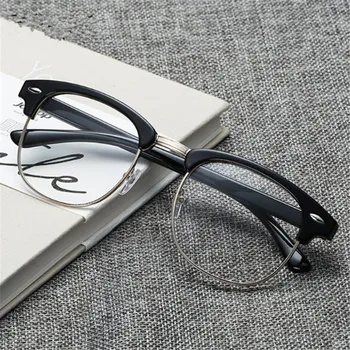 Retro Klasické Jasné Objektiv Nerd Brýle Rámy Muži Ženy Brýle Vintage Půl Kovové Brýle Rám Módní Navržen Tak, Optické