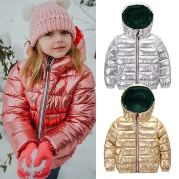 HH Dívky zimní kabát parka děti růžová zlatá stříbrná péřová bunda pro chlapce, dospívající zimní bundy snowsuit rusko bunda 2 8 10 let