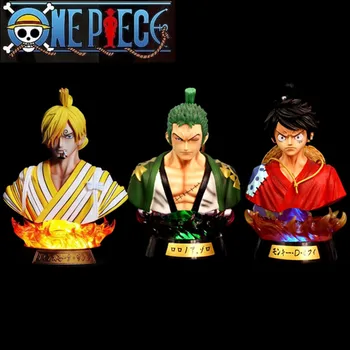 16 CM Anime One Piece Roronoa Zoro Obrázek Luffy Sanji Poprsí Pvc Akční Obrázek Hračky Rozsvítí Busta Socha Dekorace Ornament