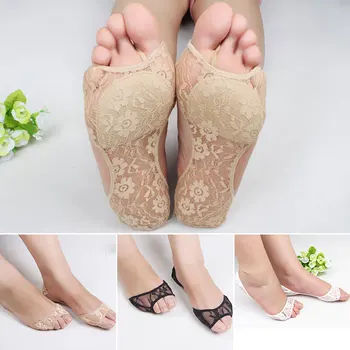 Ženy Otevřené Toe Ponožky Neviditelné Non-Skluzu Houba Pad Ponožky, Krajky Lady Letní Tenké Vysoké Podpatky, Ponožky, Přezůvky Prodyšné Vtipné Ponožky