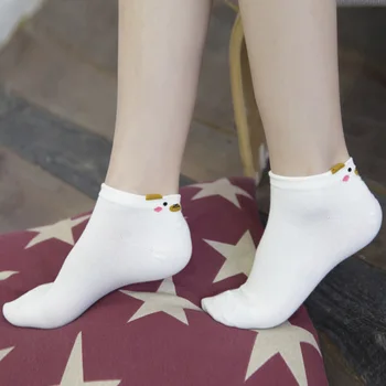 3 Páry Dámské Kotníkové Ponožky V Létě Krásné Jednobarevné Kreslené Zvířata, Legrační Bavlna Dívka Ponožky Calcetine Ponožky Ženy Ponožky Calcetines