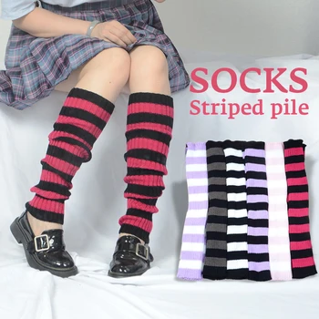 Japonsko Styl Pruhované Pletené Dlouhé Ponožky Ženy Venkovní Kolen Vysoce Elastické Návleky Zimní Slim Gothic, Hip-hop, Punk Rock Ponožky