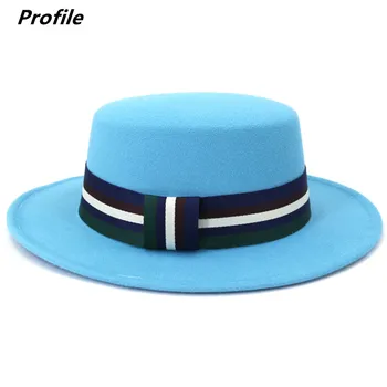 Nebesky modré barevné fedora klobouk klasického nastavitelný fedora klobouk černobílý jazz klobouk zimní čepice pásky příslušenství кепка мужская