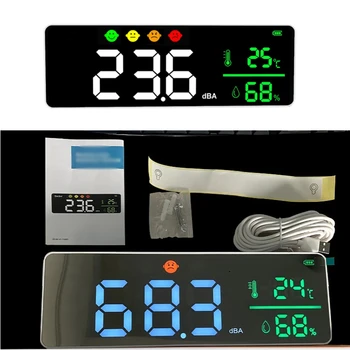 USB Digitální zvukoměr s Teplota Vlhkost Detektor Funkce 30-130dB Decibel Tester Velké Obrazovce Hluku Tester