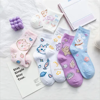 Nové Ponožky Ženské Letní Tenký Oddíl Ponožky Japonské Ponožky Ins Ulici Trend Cartoon Girl Bavlněné Ponožky Prodyšné Punčochy