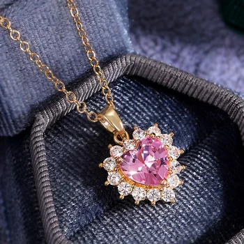 CAOSHI Romantické Růžové Barvy Tvaru Srdce Crystal Stone Přívěsek Náhrdelník pro Ženy Eleganci Krku Šperky Denní Kolokace Hot Prodej