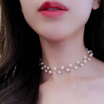 2018 Korejský Šperky Móda Jednoduchý Krátký Náhrdelník Imitace Perlový Náhrdelník Steampunk Náhrdelník Prohlášení Náhrdelník Ženy