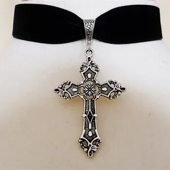 Móda Gotický Kříž Náhrdelník Černý Samet Středověké Náhrdelník Steampunk Kouzlo Šperky Pro Ženy, Dárky