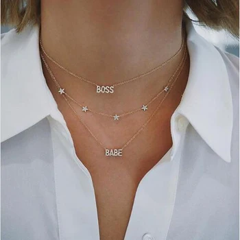 100% 925 sterling silver vlastní dopis náhrdelník BABY BOSS cz zpevněné Abeceda minimální jemné náhrdelníky pro ženy