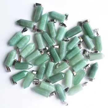 Velkoobchodní 50ks/mnoho 2020 módní kvalitní přírodní kámen zelené avanturinem šestihranný pilíř přívěsky přívěsky pro výrobu šperků