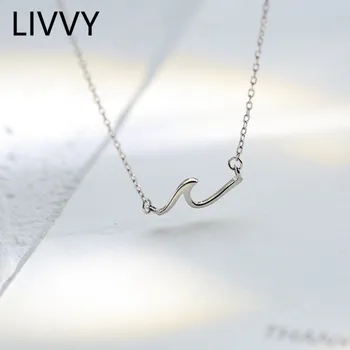 LIVY Minimalistické Stříbrné Barvy Geometrické křivka náhrdelník Náhrdelník Ženy Jednoduché Klíční kost Řetěz Elegantní Temperament Dárek