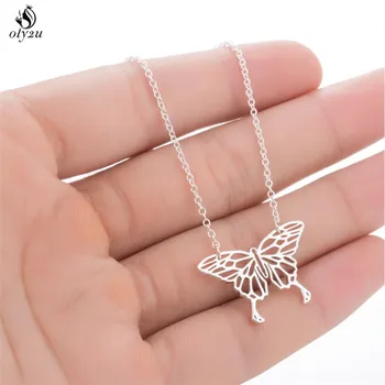Oly2u Motýl Náhrdelník Geometrické Butterfly Přívěsek náhrdelník Řetěz Náhrdelník Origami Motýl prohlášení náhrdelník bijoux femme