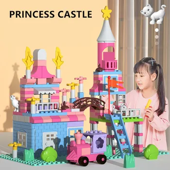 174PCS Dívky Princezna Hrad Stavební Bloky Montáž Cihel Přátelé Růžový Sen Kreativita Vzdělávací Hračky pro Děti Podstavec