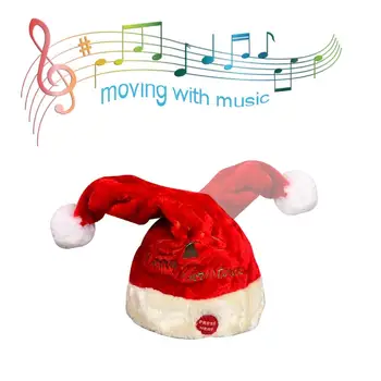 Elektrické Vánoční Čepice Toy Červeného Sametu, Vyšívané Vánoční Hudba Swing Szp Svátek Vánoční Party Dekorace Vánoční Dárek