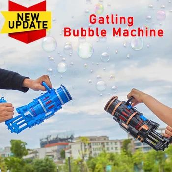 2021 Gatling Bubble Stroj Letní Svatební Dodávky Elektrické Zvukové A Světelné Automatické Bubble Gun Ventilátoru Maker Děti, Venkovní Hračky