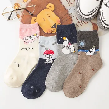 Ponožky Dámské Podzimní Zimní Kreslený anime Ponožky Hroch Kreslený Zvíře Streetwear, Klasické Legrační Roztomilý Kawaii Uprostřed Trubice Ponožky Posádky