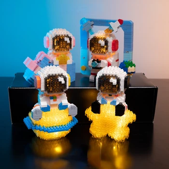Světlo Astronaut Stavební Bloky Kreativní Micro Space Moon Satelitní Diamond Bloky, Cihly Konstruktor Hračky pro Děti Sen