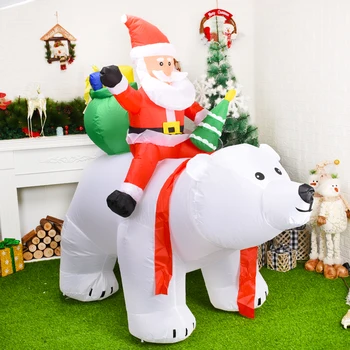 2M LED Lední Medvěd Nafukovací Santa Claus Growwing na Koni Polar Bear Nafukovací Panna Venkovní Zahrada Vánoční Výzdoba