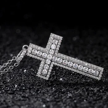 CAOSHI Stylový Kříž Přívěsek Náhrdelník pro Ženy Muži Oslňující Zpevněné Kolo Cut Cubic Zirconia Příslušenství, Elegantní Krk Šperky
