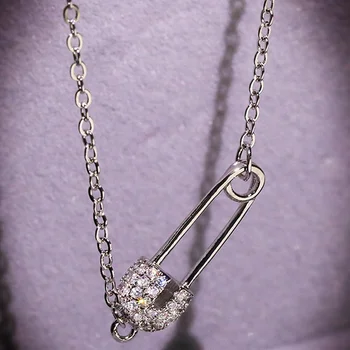 Unikátní Luxusní Náhrdelník Tiny CZ Pave Pin Náhrdelník Pro Ženy Módní Collier Femme Šperky