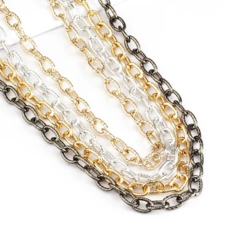 Hliníkový robustní textura kabel řetězce , Elox černý/stříbrný/gold pozlacený ,6mm šířka ,1 metr dlouhou ,pro šperky, kabelky, takže