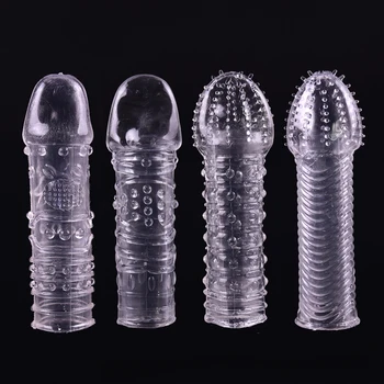 Opakovaně použitelných Plné Pokrytí Penis Rukáv Prsten Zpoždění Impotence Erekce Kondomy pro Sex Adult Muži, Sex Výrobky