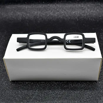 Unisex Německo Mini Černé Brýle Na Čtení Retro Vintage Malé Náměstí Rám Lupa Brýle Dárek Pro Jehly Nahoře +1.5 +2.0 +2.5