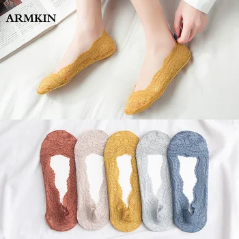 ARMKIN 2019 Nové Letní ženy, dívka, Krajky Loď Ponožky Invisible Bavlněné Podešev Non-slip Protiskluzové Pantofle Protiskluzové Ponožky Silikagel