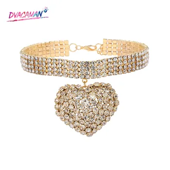 Dvacaman INS Bling Bling Srdce Náhrdelník Elegantní Náhrdelník Šperky pro Ženy 2020 Luxusní Drahokamu Krku Řetězy Strana Svatební Bijoux