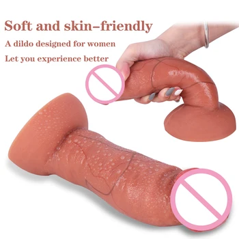Dildo Realistické Měkké Silikonové Penis G-Spot Stimulovat Kůži Cítit Velký Péro Sací Pohár Sex Hračky, Výrobky Pro Ženy, Masturbace