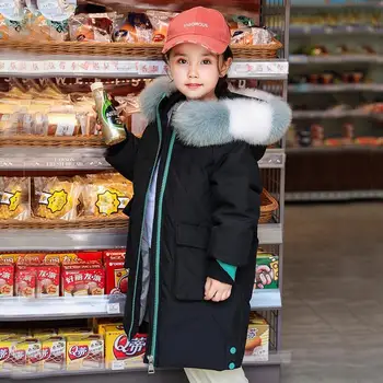 Zimní péřová Bunda pro Dívky 2022 Módní Bavlna-polstrovaný Oblečení Bundy Dětské dívčí Kabát s Kapucí Oblečení pro Děti 10 Až 14 Let
