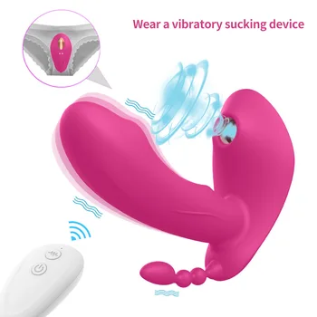 Dálkové Ovládání Nositelné Sání Vibrátor Triple Penetrace Sexy, Sex Hračky pro Ženy, Dospělé 18 Pochvy Klitorisu Anální Sextoys Shop