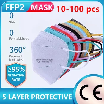 Nový 10-100ks FFP2 Mascarillas Dospělí 5 Vrstev Tvář Ústa Maske 95% Filtrací Prachu Respirátor Masky ffp2, CE Schválený Maska