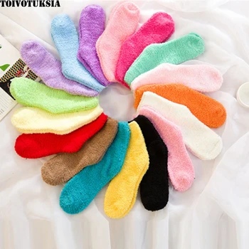 TOIVOTUKSIA Fuzzy Ponožky pro Ženy, Zimní Načechraný Doudou Materiálu Tlusté Teplé Fleece Spát Ponožky