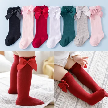 2021 Nové Dětské Ponožky Batolata Dívky Velký Luk Kolena Vysoké Kvality, Dlouhé Měkké Podzim Zima 100% Bavlna Krajky Baby Ponožky Calcetines