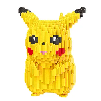 1860pcs+ Pikachu Připojení Stavební Bloky Pokemon 3D Model Sestaven 34cm Diamond Mirco Cihly Obrázek Hračky Pro Děti