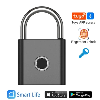 Vodotěsné Tuya Bluetooth Smart visací Zámek, Digitální P55 Otisků prstů Elektronický Zámek s Backup Key Unlock pro Zavazadla Tašky