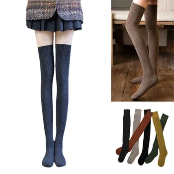 Žena Podzim zimní Boot Manžety Čalounění teplé jednobarevné dlouhé ponožky bavlna ponožky W007