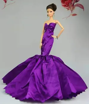 Klasické Fialové Okouzlující Off Rameno Šaty pro Barbie Oblečení Princezna Party Šaty Fishtail 1/6 BJD Panenky, Doplňky, Dětské Hračky