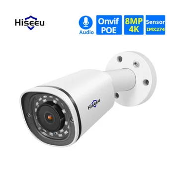 Hiseeu Poslední Kulka 4K 8MP POE IP Kamera Vodotěsné Audio Záznam, Video Dohled Bezpečnostní CCTV Kamera pro POE NVR 48V H. 265