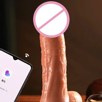 Skutečný Penis Sexuální Hračky APLIKACE Bluetooth Ovládání Teleskopické Dildo Vibrátor Topení Vibrační Kalhotky Dildo se silnými přísavkou