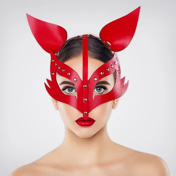Faux Kožené Kočka Maska Vzor Halloween Masky Vzor Punk Kůže Červená Maska, Ples, Párty, Karneval Zvířat, Make-Up, Kostýmy, Rekvizity