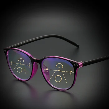 iboode Retro Progresivní Multifokální Brýle na Čtení Ženy, Velký Rám Anti Modré Paprsky Ochrana Očí Presbyopickém Brýle+1,0 Do +4.0