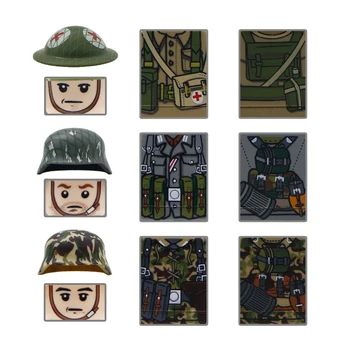 WW2 německá Armáda Voják Vojenské Stavební Bloky, Tištěné M35 Helmu, Příslušenství Cihly Trooper Postavy, Hračky Pro Děti